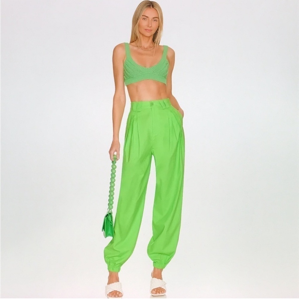 L'Academie Roux linen blend pant green joggers revolve